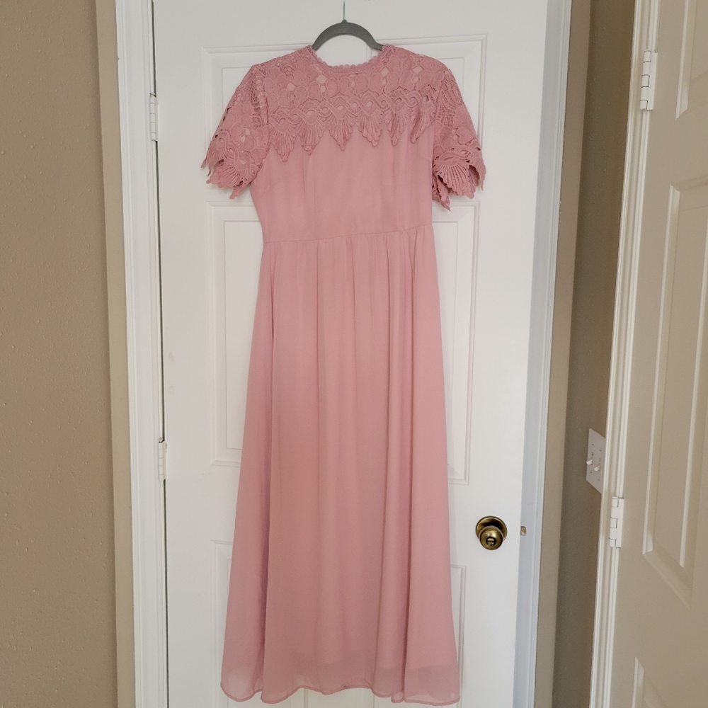 Roolee Lace Maxi Length Dress /Size M /Blush Pink